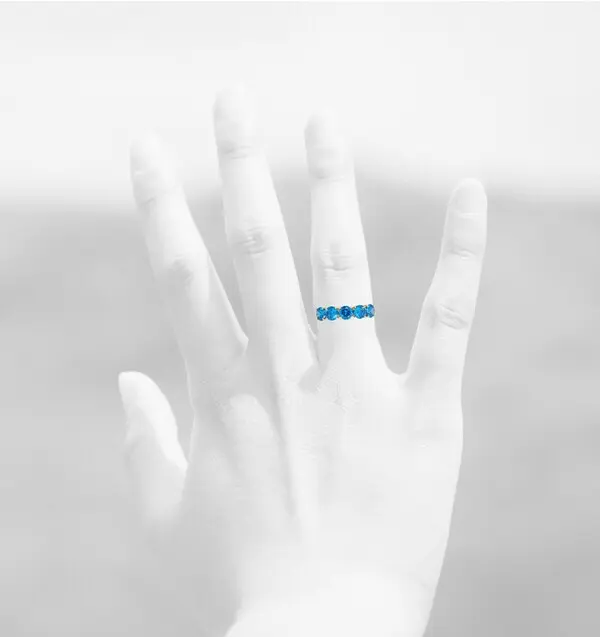 RING 5 STONE 5MM BLUE