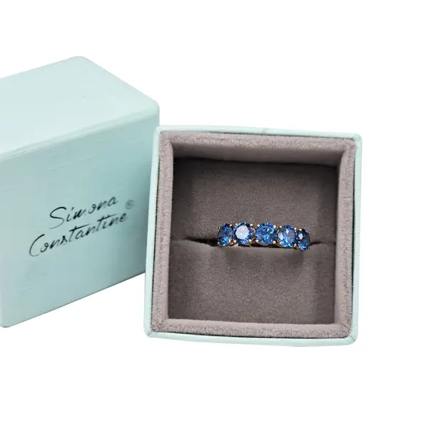 RING 5 STONE 5MM BLUE