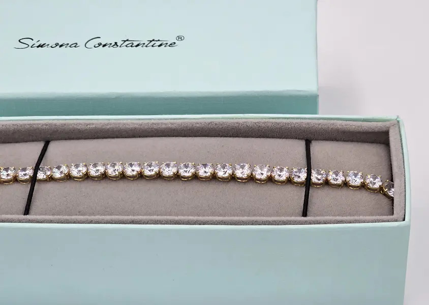 TENNIS BRACELET 5 STONE 5MM WHITE Y/G