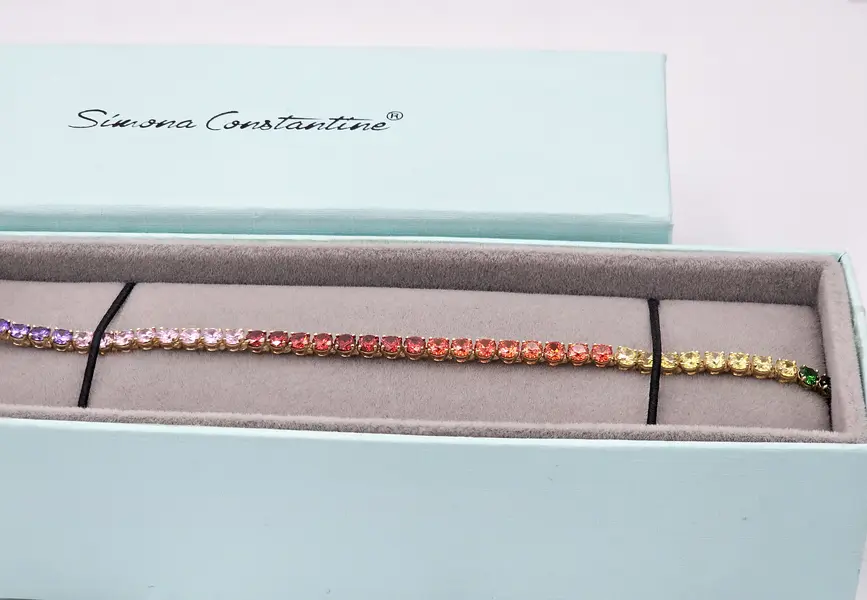 TENNIS BRACELET 5 STONE 3MM MIX Y/G
