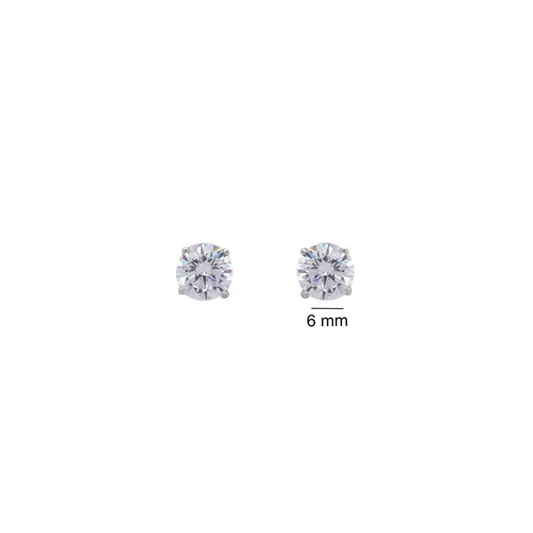 SOLITAIRE EARRINGS 6MM WHITE W/G