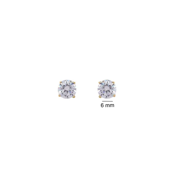 SOLITAIRE EARRINGS 6MM WHITE Y/G