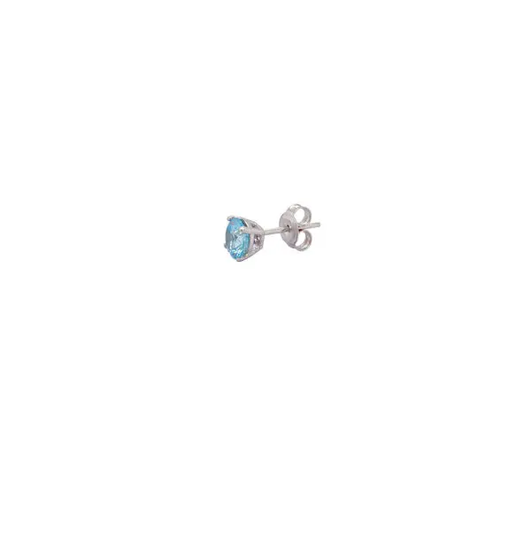 SOLITAIRE EARRINGS 6MM LIGHT BLUE W/G
