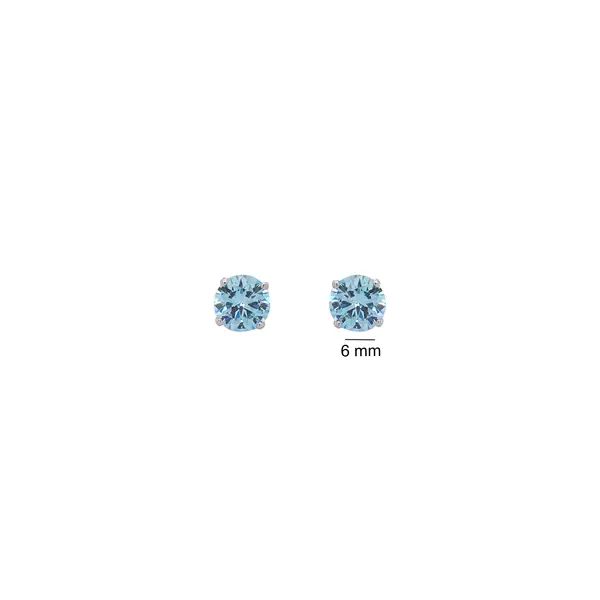 SOLITAIRE EARRINGS 6MM LIGHT BLUE W/G