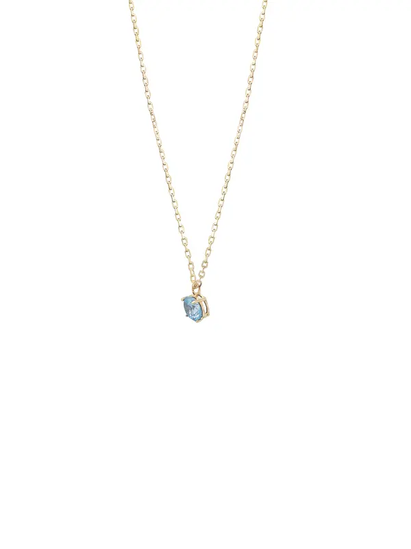 SOLITAIRE NECKLACE 6MM LIGHT BLUE W/G