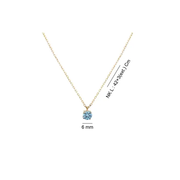 SOLITAIRE NECKLACE 6MM LIGHT BLUE W/G