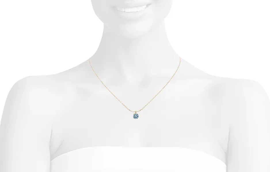 SOLITAIRE NECKLACE 6MM LIGHT BLUE W/G