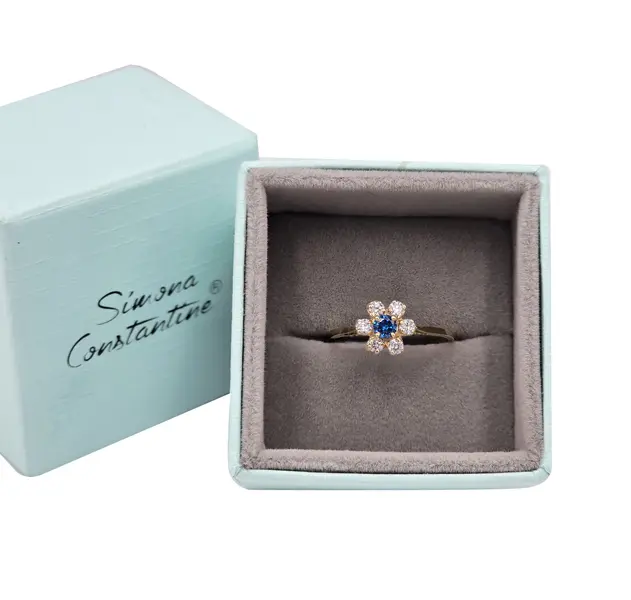 CLASSIC 7 STONE RING BLUE AND WHITE 