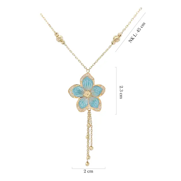 NATURA BLUE ENAMEL FLOWER NECKLACE WITH CHARMS