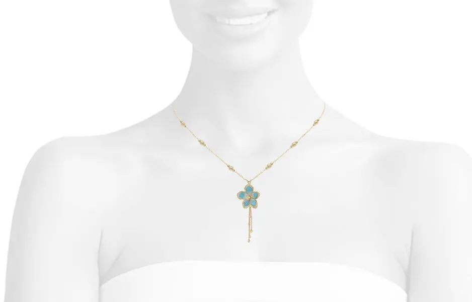 NATURA BLUE ENAMEL FLOWER NECKLACE WITH CHARMS