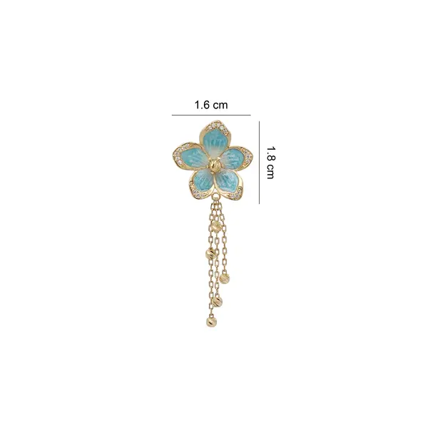 NATURA BLUE ENAMEL FLOWER EARRINGS WITH CHARMS