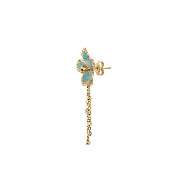 NATURA BLUE ENAMEL FLOWER EARRINGS WITH CHARMS