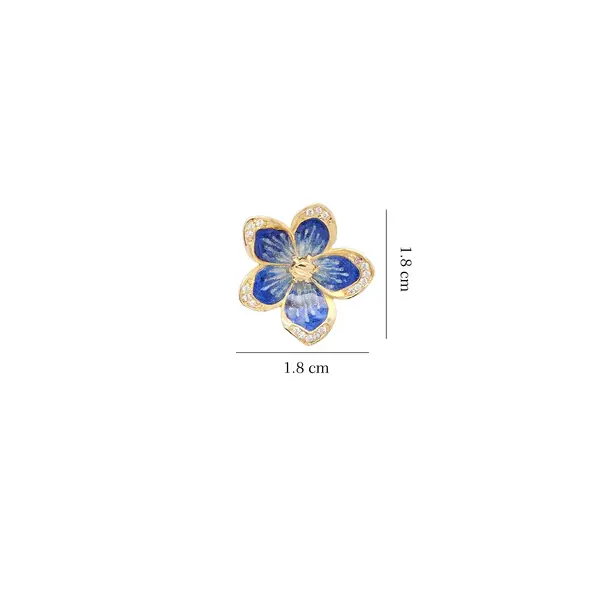 NATURA NAVY BLUE ENAMEL FLOWER EARRINGS