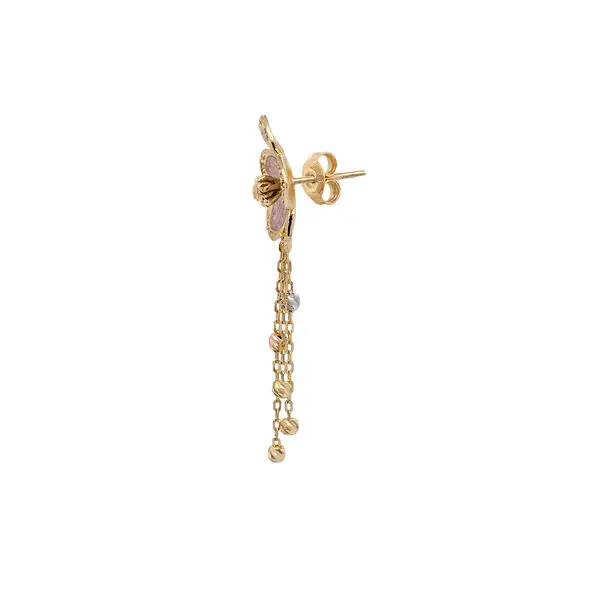 NATURA PINK ENAMEL FLOWER EARRINGS WITH CHARMS