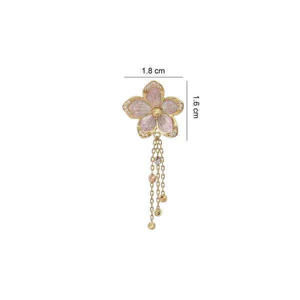 NATURA PINK ENAMEL FLOWER EARRINGS WITH CHARMS