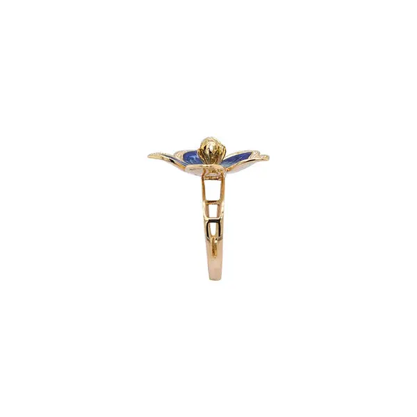NATURA NAVY BLUE ENAMEL FLOWER RING