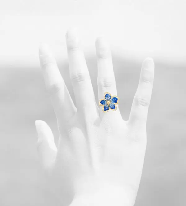 NATURA NAVY BLUE ENAMEL FLOWER RING