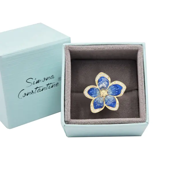 NATURA NAVY BLUE ENAMEL FLOWER RING