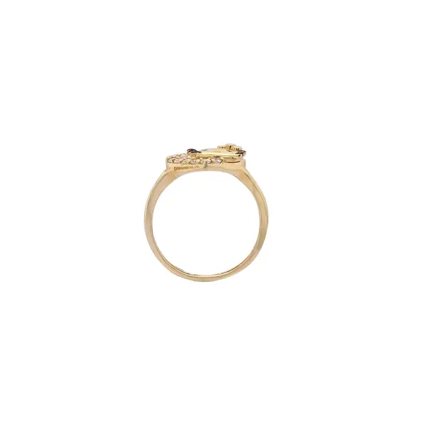 HELLO KITTY FACE ON LOVE WITH PINK ENAMEL AND CZ STONES