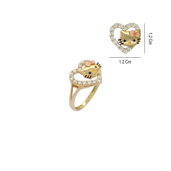 HELLO KITTY FACE ON LOVE WITH PINK ENAMEL AND CZ STONES