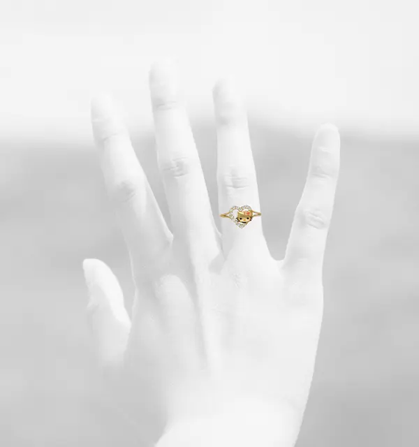 HELLO KITTY FACE ON LOVE WITH PINK ENAMEL AND CZ STONES