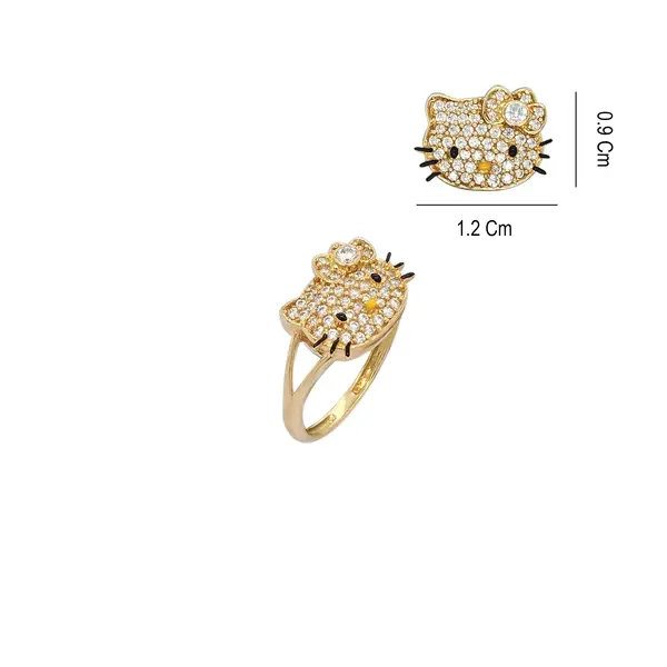HELLO KITTY RING WITH CUBIC ZIRCONIA AND ENAMEL
