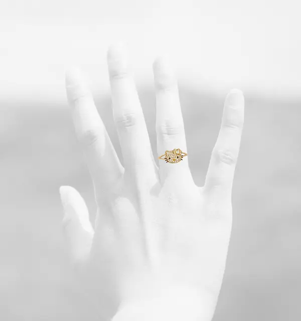 HELLO KITTY RING WITH CUBIC ZIRCONIA AND ENAMEL