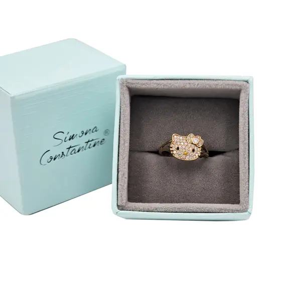 HELLO KITTY RING WITH CUBIC ZIRCONIA AND ENAMEL