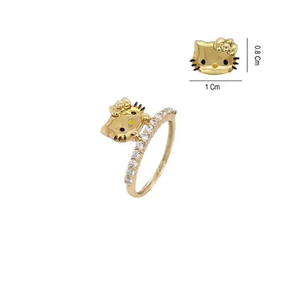 HELLO KITTY RING FACE ON A LINED CZ STONES