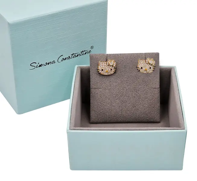 HELLO KITTY EARRINGS WITH CUBIC ZIRCONIA FACE