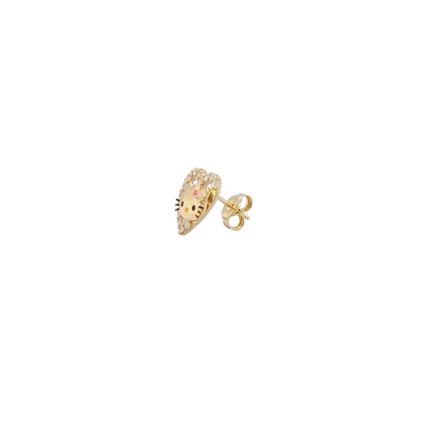 HELLO KITTY EARRINGS FACE ON LOVE WITH PINK ENAMEL AND CZ STONES