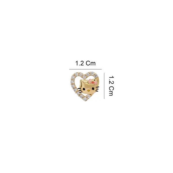 HELLO KITTY EARRINGS FACE ON LOVE WITH PINK ENAMEL AND CZ STONES