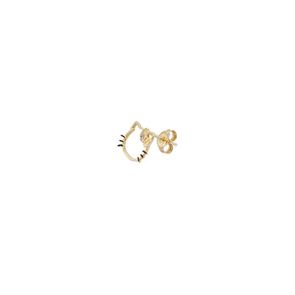 HELLO KITTY OPENFACE SINGLE STONE EARRINGS 14*10MM