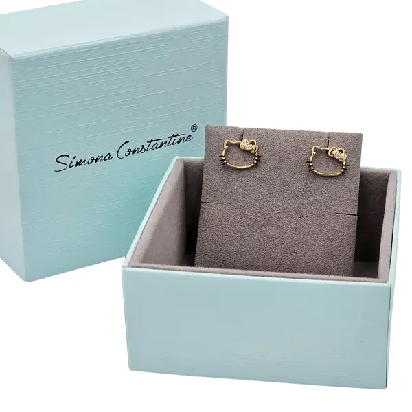 HELLO KITTY OPENFACE SINGLE STONE EARRINGS 14*10MM