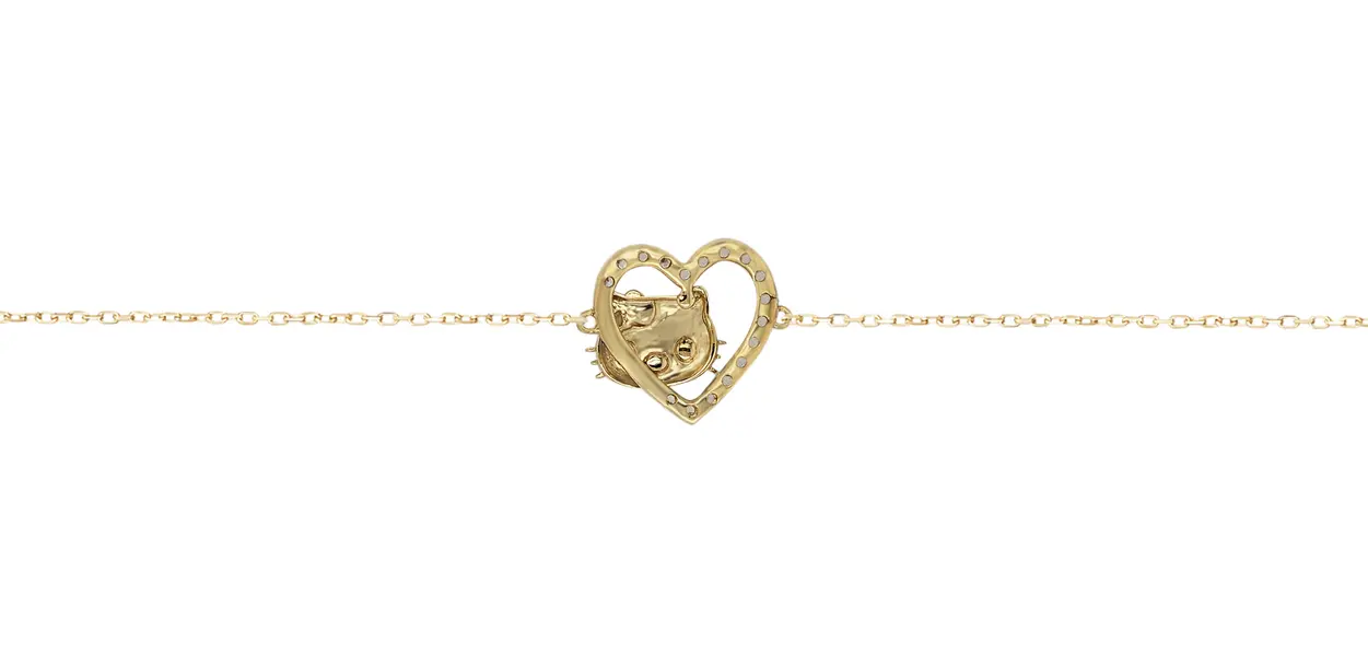 HELLO KITTY BRACELET FACE ON LOVE WITH PINK ENAMEL AND CZ STONES