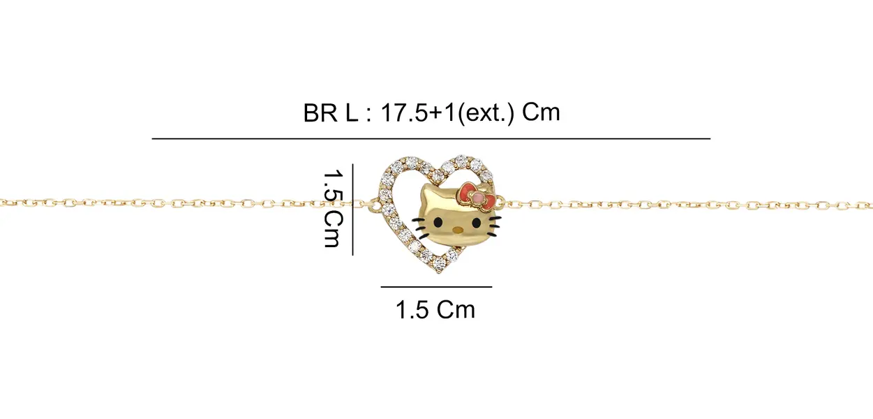 HELLO KITTY BRACELET FACE ON LOVE WITH PINK ENAMEL AND CZ STONES