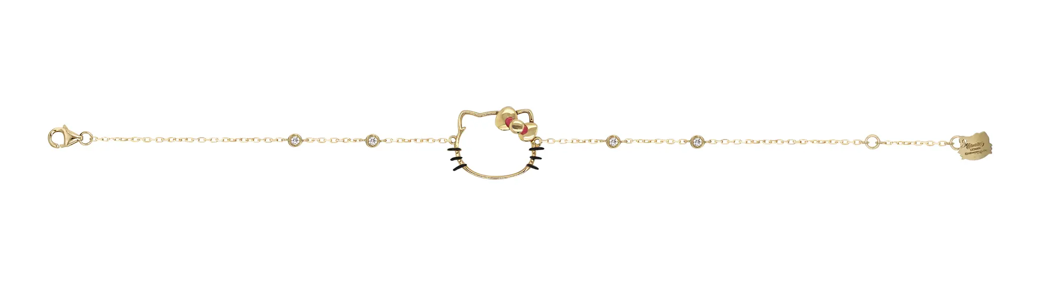 HELLO KITTY BRACELET WITH OPENFACE PINK ENAMEL
