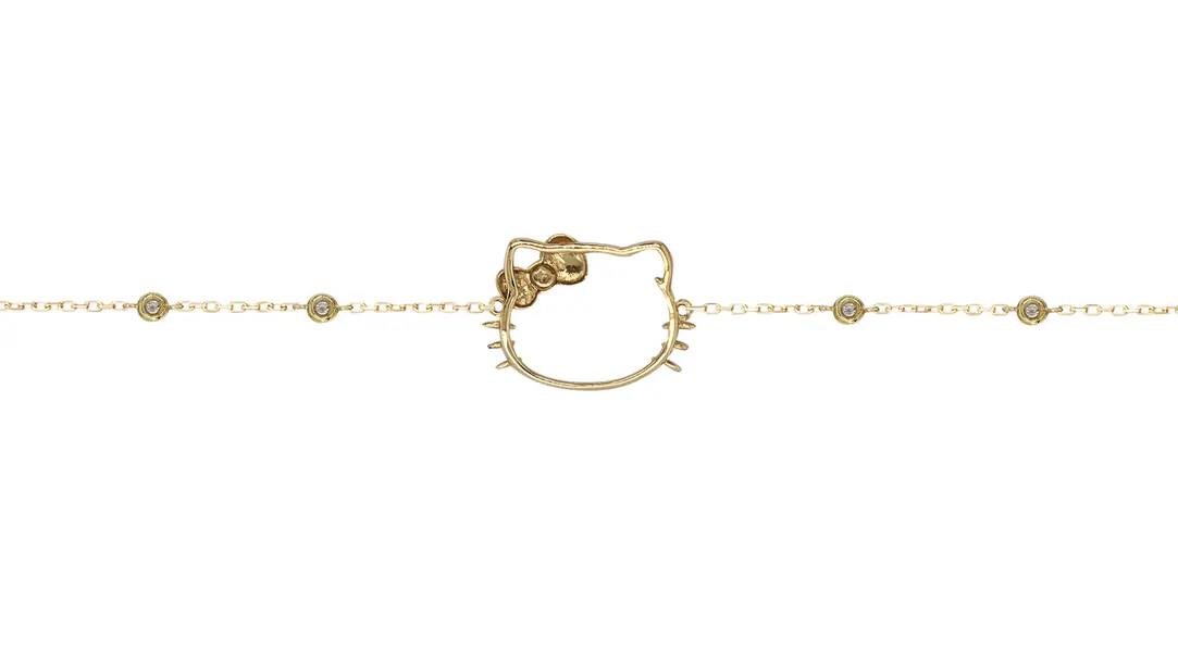 HELLO KITTY BRACELET WITH OPENFACE PINK ENAMEL