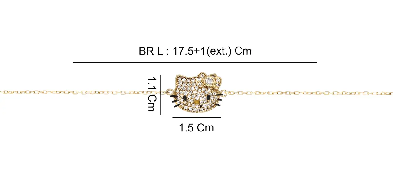HELLO KITTY BRACELET WITH CUBIC ZIRCONIA FACE