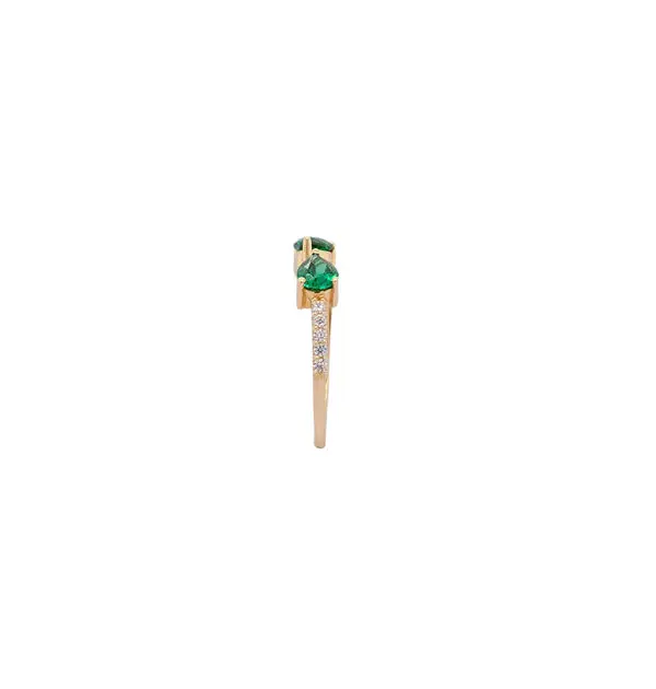 NATURA RING WITH 2 GREEN PEAR CUT CZ