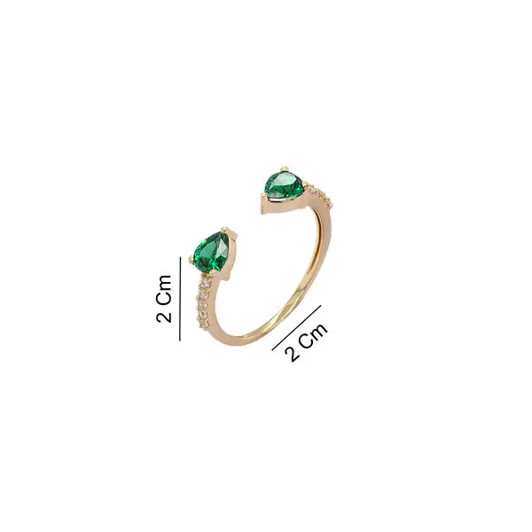 NATURA RING WITH 2 GREEN PEAR CUT CZ