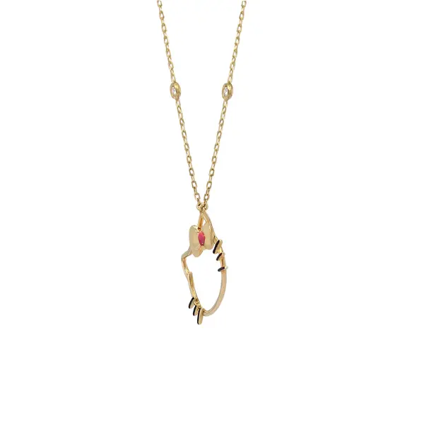 HELLO KITTY NECKLACE OPENFACE PINK ENAMEL