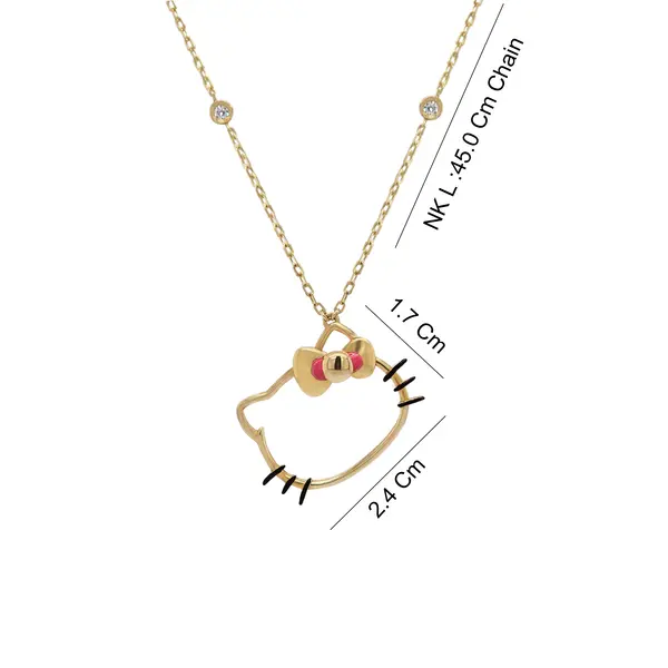 HELLO KITTY NECKLACE OPENFACE PINK ENAMEL