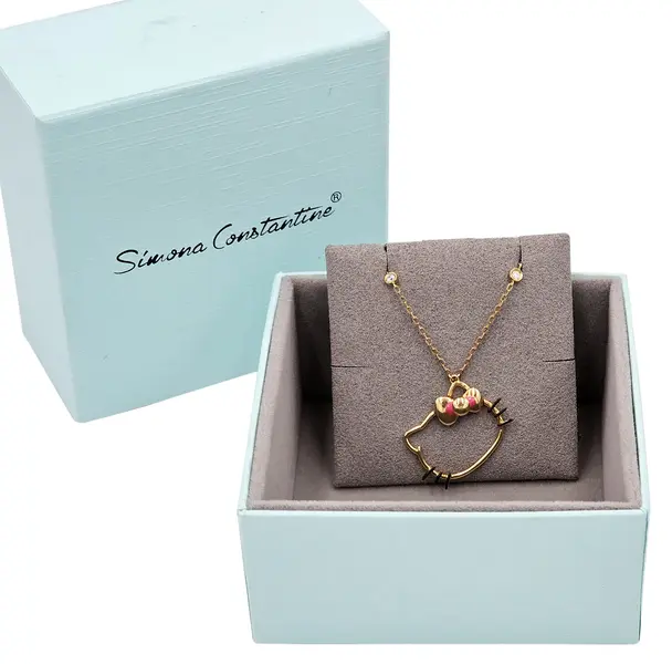 HELLO KITTY NECKLACE OPENFACE PINK ENAMEL