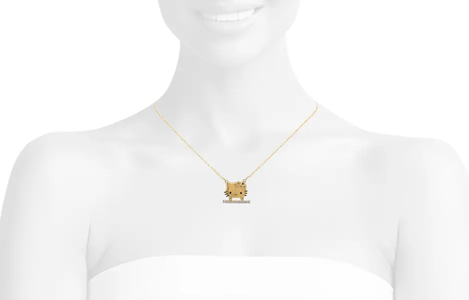 HELLO KITTY FACE NECKLACE ON STONE BASE