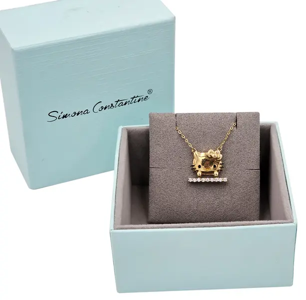 HELLO KITTY FACE NECKLACE ON STONE BASE