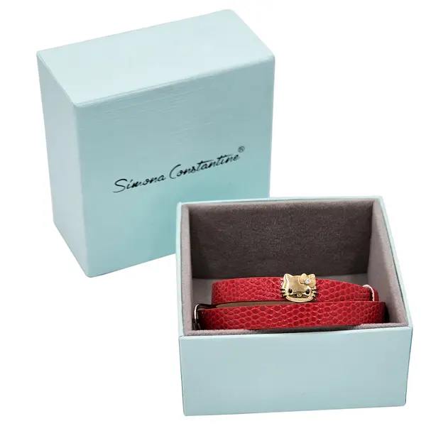 HELLO KITTY NECKLACE / BRACELET WITH RED LEATHER