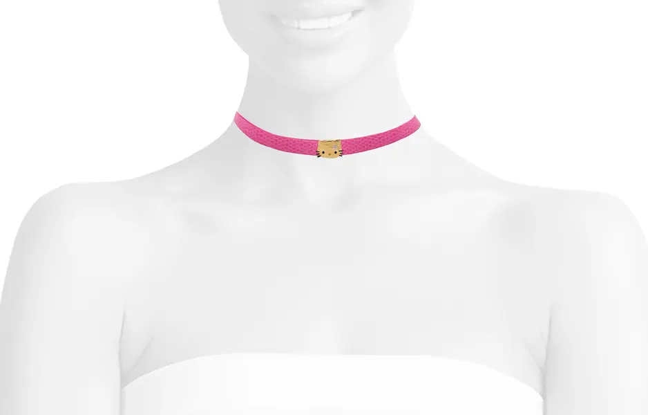 HELLO KITTY NECKLACE / BRACELET WITH PINK LEATHER