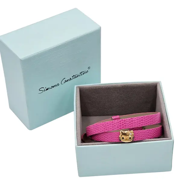 HELLO KITTY NECKLACE / BRACELET WITH PINK LEATHER