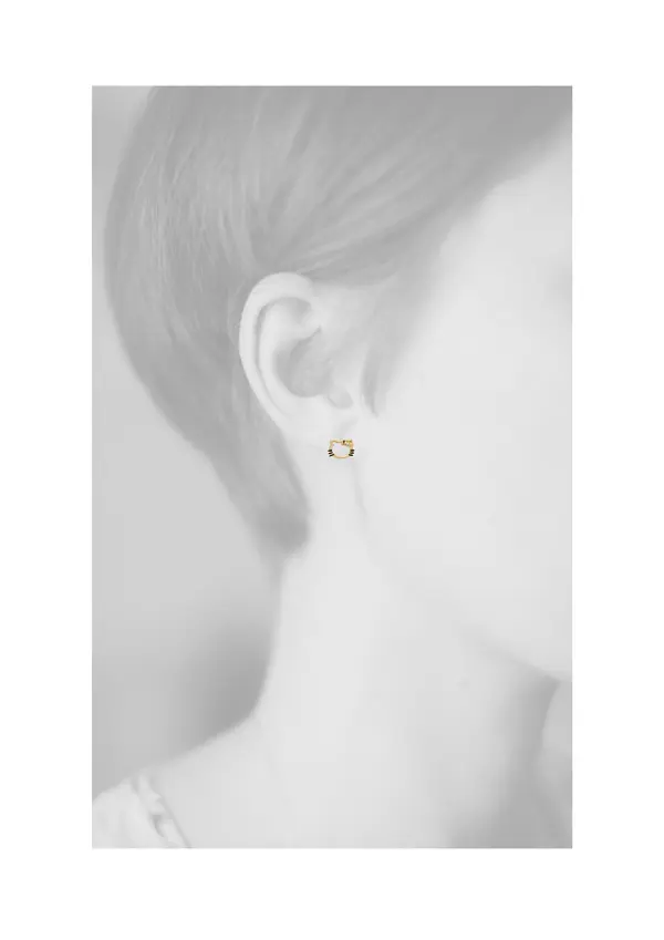 HELLO KITTY EARRINGS OPENFACE WITH SAFETY SCREW 9*6MM